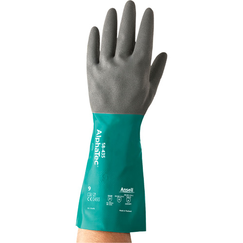 Gants r&eacute;sistants aux produits chimiques AlphaTec s&eacute;rie 58-435, Taille 7, 15" lo, Nitrile, Doublure en Coton/Ouat&eacute;e, 10 mils - Ansell 58435070