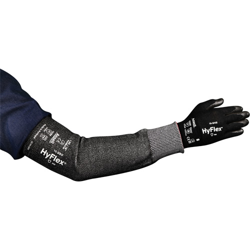 HyFlex&reg; 11-280 Series Wide Cut Resistant Sleeve, Intercept, 16", ASTM ANSI Level A4, Grey - Ansell 11280160-W