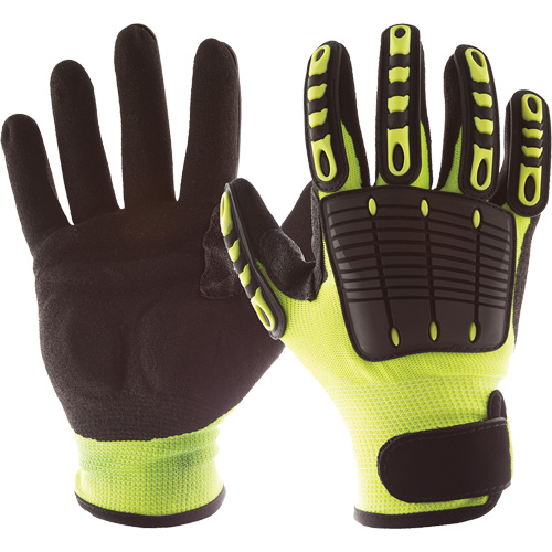 Back Tracker Impact Gloves with Back of Hand Protection, Small, Nitrile Palm, Hook & Loop Cuff - Impacto NS2820020