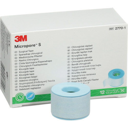 Ruban chirurgical Micropore S, Non m&eacute;dical, 16-1/2' lo x 1" la - 3M 3M2770-1