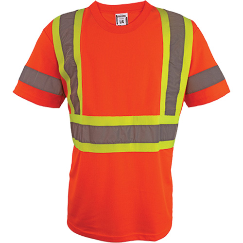 Chemise de s&eacute;curit&eacute; &agrave; manches courtes, Polyester, Grand, Orange haute visibilit&eacute; - Coolworks TS1104 ORG LRG
