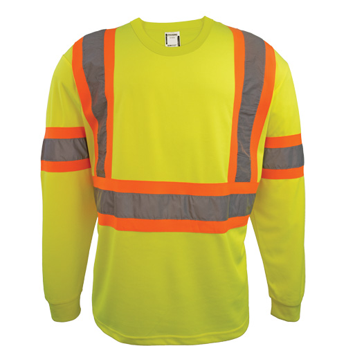 Chemise de s&eacute;curit&eacute; &agrave; manches longues, Polyester, T-Grand, Jaune lime haute visibilit&eacute; - Coolworks TS1204 LYL XL