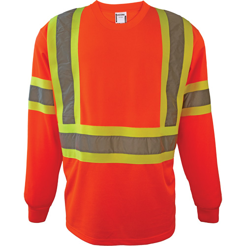 Long Sleeve Safety Shirt, Polyester, 4X-Large, High Visibility Orange - Coolworks TS1204 ORG 4XL