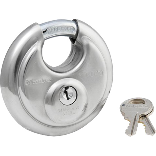 Cadenas &agrave; arceau prot&eacute;g&eacute;, Argent, Cl&eacute;s diff&eacute;rentes, Acier inoxydable, Largeur de 2-3/4" - Master Lock 40DPF