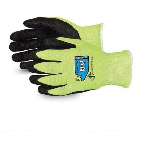 High Visibility Cut Resistant Gloves, 5, 18 Gauge, Nitrile Coated, ASTM ANSI Level A5 - Superior Glove Works Ltd. STAGHVPN-5