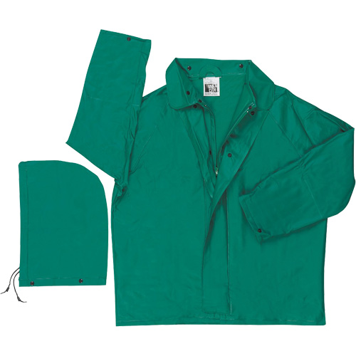 Dominator Limited Flammability Rain Jacket, Polyester/PVC, Large, Green - Mcr Safety 388JL