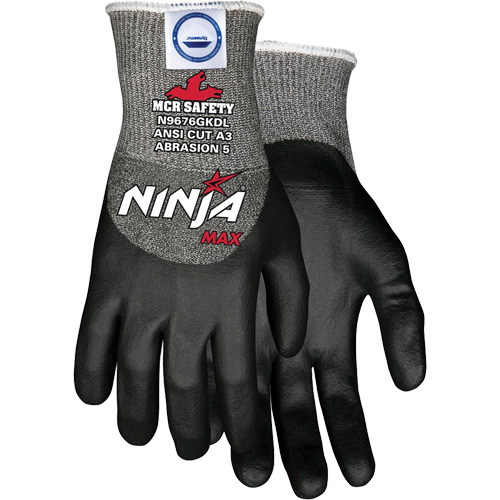 Ninja&reg; Max Cut Resistant Gloves, Large, 10 Gauge, Bi-Polymer Coated, ASTM ANSI Level A3 - Mcr Safety N9676GKDL