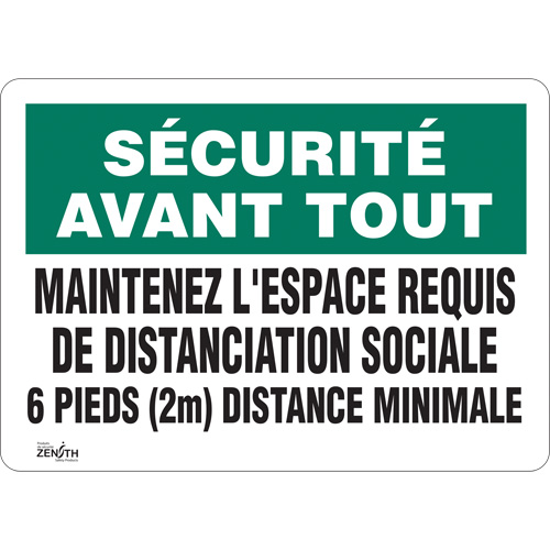 Enseigne  Distanciation sociale , 10" x 14", Vinyle, Français - Produits de sécurité Zenith 