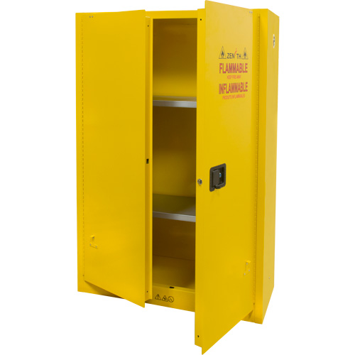 Flammable Storage Cabinet, 45 gal., 2 Door, 43" W x 65" H x 18" D - Zenith Safety Products 