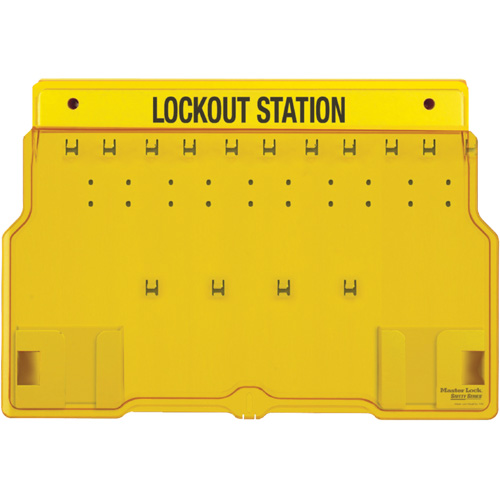 Poste de cadenassage trilingue recouvert, Cadenas Aucune, Capacit&eacute; de 10, Cadenas Non compris - Master Lock 1483B
