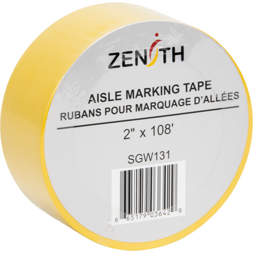 Ruban pour marquage d'all&eacute;es, 2" x 108', PVC, Jaune - Produits de sécurité Zenith 