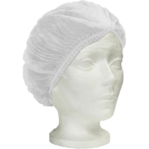 Ronco Care Pleated Bouffant Cap, Polypropylene, 24", White - Ronco 7024W