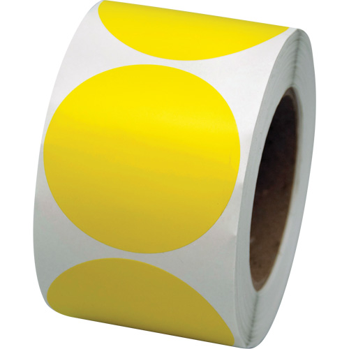 Coloured Marking Dots, Circle, 3" L x 3" W, Yellow, Vinyl - Incom Top Tape & Label VC300Y