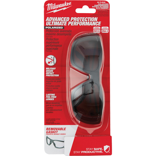 Performance Safety Glasses with Gasket, Black Lens, Polarized, Meets/Exceeds CSA Z94.3 - Milwaukee 48-73-2045