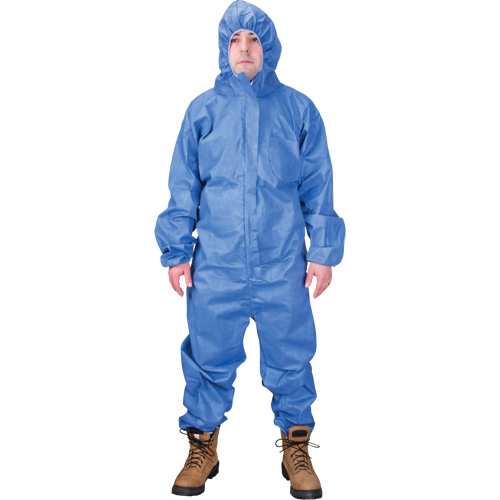 Hooded Coveralls, 2X-Large, Blue, SMS - Zenith Safety Products 