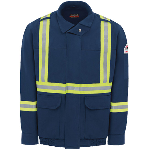 Men's Lined Bomber Jacket with Reflective Trim, 4X-Large, Navy Blue, 29 cal/cm² - Bulwark JLJTNV-RG-4XL