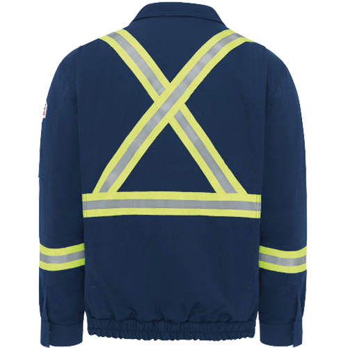 Men's Lined Bomber Jacket with Reflective Trim, 4X-Large, Navy Blue, 29 cal/cm² - Bulwark JLJTNV-RG-4XL