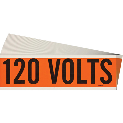 &eacute;tiquette de tension pour conduit  120 Volts , 2-1/4" x 9", &eacute;toffe/Vinyle, Anglais - Brady 152314