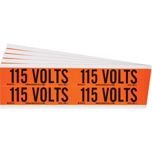 &eacute;tiquette de tension pour conduit  115 Volts , 1-1/8" x 4-1/8", &eacute;toffe/Vinyle, Anglais - Brady 152348