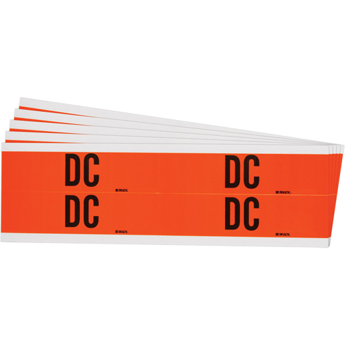 &eacute;tiquette de tension pour conduit  DC , 1-1/8" x 4-1/8", &eacute;toffe/Vinyle, Anglais - Brady 152375