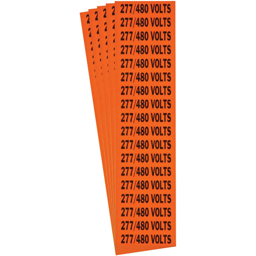 "277/480 Volts" Conduit & Voltage Labels, 1/2" x 2-1/4", Cloth/Vinyl, English - Brady 152485