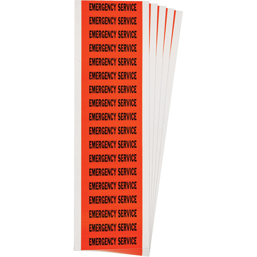 "Emergency Service" Conduit & Voltage Labels, 1/2" x 2-1/4", Cloth/Vinyl, English - Brady 152490