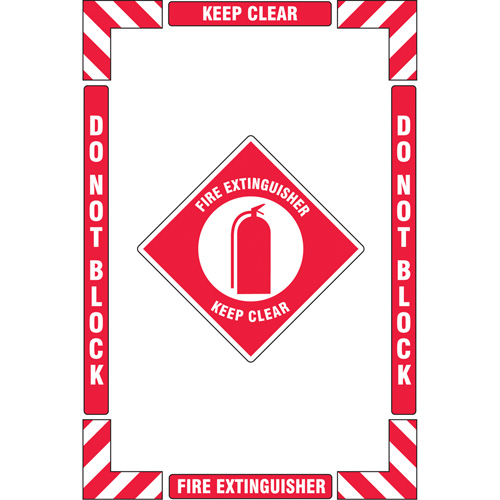 "Fire Extinguisher" Floor Marking Kit, Adhesive, English with Pictogram - Accuform NMC PSR110