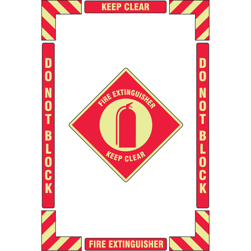 "Fire Extinguisher" Floor Marking Kit, Adhesive, English with Pictogram - Accuform NMC PSR121