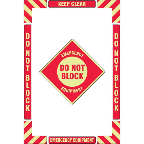 "Emergency Equipment" Floor Marking Kit, Adhesive, English with Pictogram - Accuform NMC PSR123