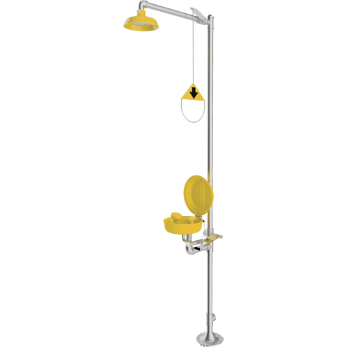 Combination Emergency Shower & Eyewash Station, Pedestal - Encon 01050266P20PBC