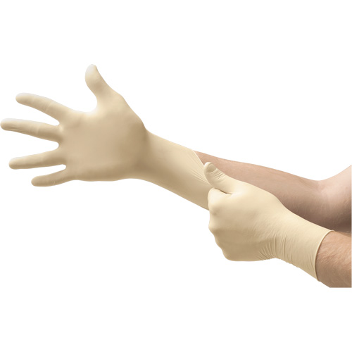 Gants d'examen Diamond Grip, Grand, Latex, 8 mils, Sans poudre, Naturel, Classe 2 - Microflex MF-300-L