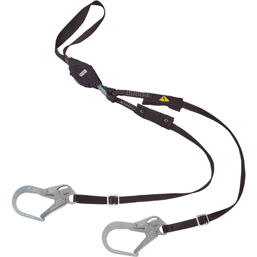 Longe utilitaire &agrave; amortisseur d'&eacute;nergie V-Series, 6', Point d'ancrage &agrave; Crochet d'armature, Crochet mousqueton aux jambes, Nylon - MSA 10199060
