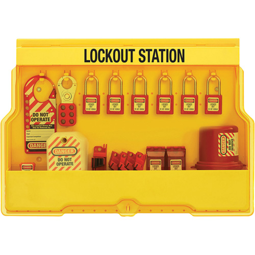 Station de cadenassage dappareils &eacute;lectriques de qualit&eacute; sup&eacute;rieure, Cadenas Thermoplastique, Capacit&eacute; de 16, Cadenas Compris - Master Lock S1850E410