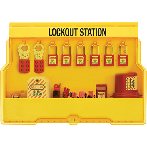 Station de cadenassage dappareils &eacute;lectriques de qualit&eacute; sup&eacute;rieure, Cadenas Thermoplastique, Capacit&eacute; de 16, Cadenas Compris - Master Lock S1850E410PRE