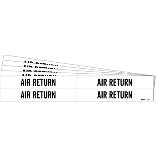 "Air Return" Pipe Markers, Self-Adhesive, 1-1/8" H x 7" W, Black on White - Brady 7009-4-PK