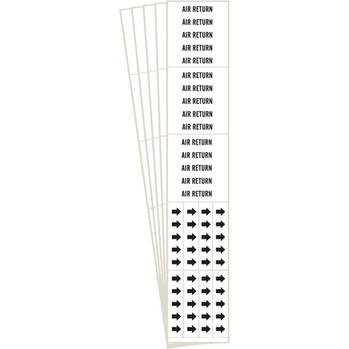 "Air Return" Pipe Marker, Self-Adhesive, 2-1/4" H x 2-3/4" W, Black on White - Brady 7009-3C-PK