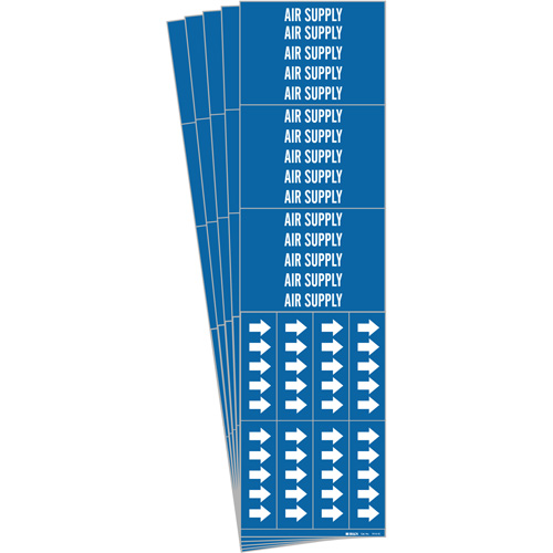 "Air Supply" Pipe Marker, Self-Adhesive, 2-1/4" H x 2-3/4" W, White on Blue - Brady 7010-3C-PK