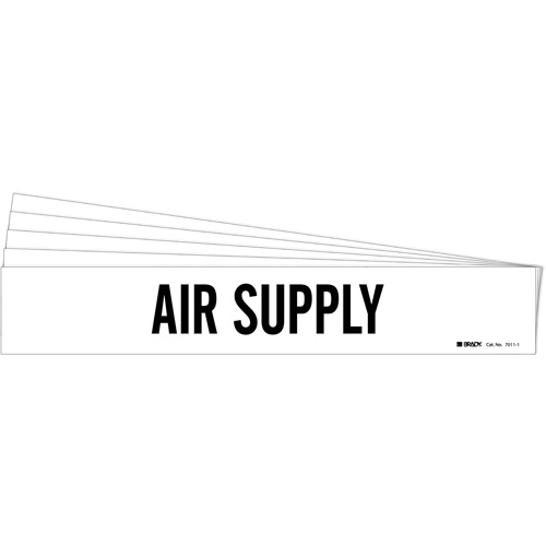 Marqueur de tuyau Air Supply, Autocollant, 2-1/4" h x 14" la, Noir sur blanc - Brady 7011-1-PK