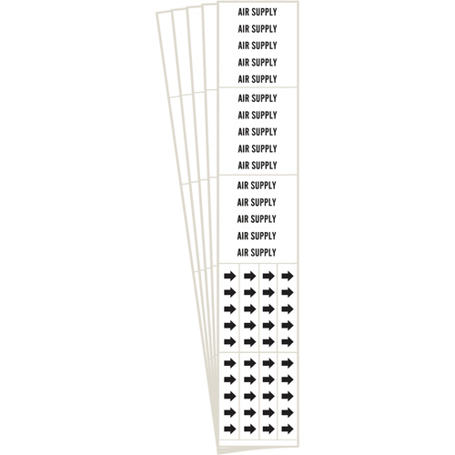"Air Supply" Pipe Markers, Self-Adhesive, 2-1/4" H x 2-3/4" W, Black on White - Brady 7011-3C-PK