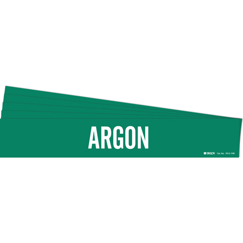 Marqueur de tuyau Argon, Autocollant, 4" h x 24" la, Blanc/vert - Brady 7015-1HV-PK