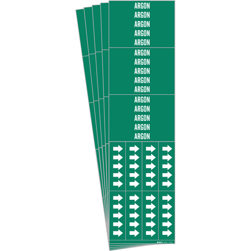 Marqueur de tuyau Argon, Autocollant, 2-1/4" h x 2-3/4" la, Blanc/vert - Brady 7015-3C-PK