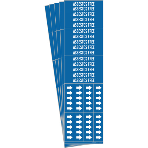 Marqueur de tuyau Asbestos Free, Autocollant, 2-1/4" h x 2-3/4" la, Blanc/bleu - Brady 7017-3C-PK