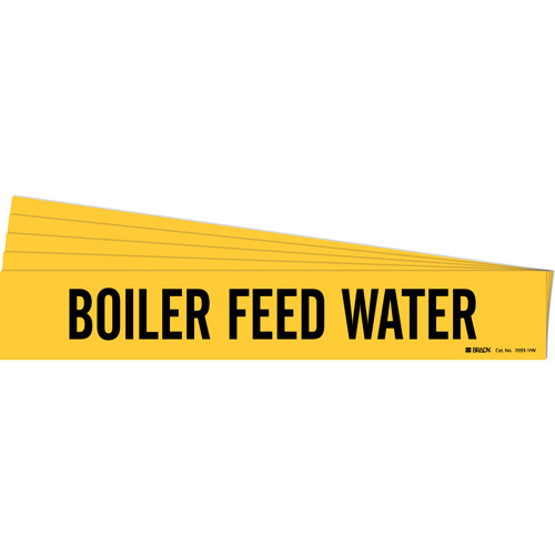 Marqueur de tuyau Boiler Feed Water, Autocollant, 4" h x 24" la, Noir sur jaune - Brady 7033-1HV-PK