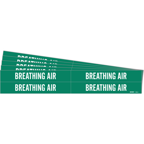 "Breathing Aid" Pipe Markers, Self-Adhesive, 1-1/8" H x 7" W, White on Green - Brady 7035-4-PK