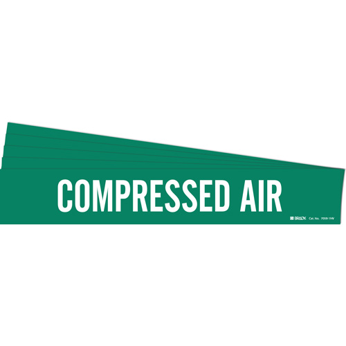 Marqueur de tuyau Compressed Air, Autocollant, 4" h x 24" la, Blanc/vert - Brady 7059-1HV-PK