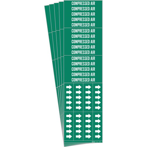 Marqueurs de tuyau Compressed Air, Autocollant, 2-1/4" h x 2-3/4" la, Blanc/vert - Brady 7059-3C-PK