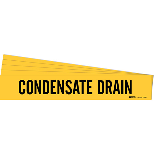 "Condensate Drain" Pipe Marker, Self-Adhesive, 2-1/4" H x 14" W, Black on Yellow - Brady 7062-1-PK