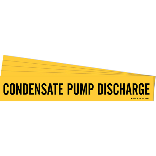 "Condensate Pump Discharge" Pipe Marker, Self-Adhesive, 2-1/4" H x 14" W, Black on Yellow - Brady 7064-1-PK