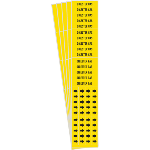 Marqueurs de tuyau Digester Gas, Autocollant, 2-1/4" h x 2-3/4" la, Noir sur jaune - Brady 7077-3C-PK