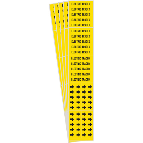 "Electric Traced" Pipe Markers, Self-Adhesive, 2-1/4" H x 2-3/4" W, Black on Yellow - Brady 7096-3C-PK